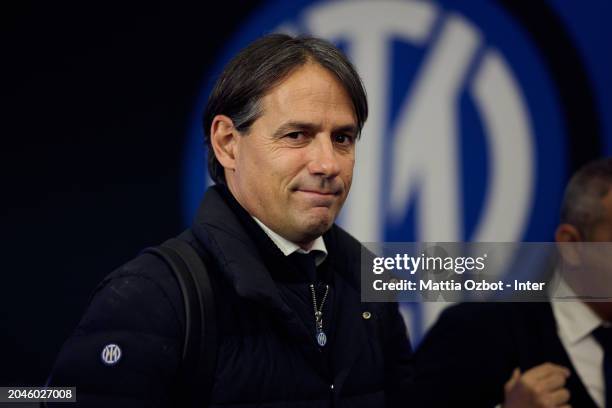 Head Coach Simone Inzaghi of FC Internazionale arrives at the stadium prior to the Serie A TIM match between FC Internazionale and Atalanta BC -...