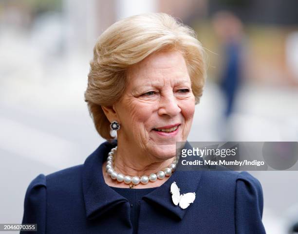 Queen Anne-Marie of Greece attends a Memorial Service for her husband King Constantine of the Hellenes at St. Sophia's Greek Orthodox Cathedral on...