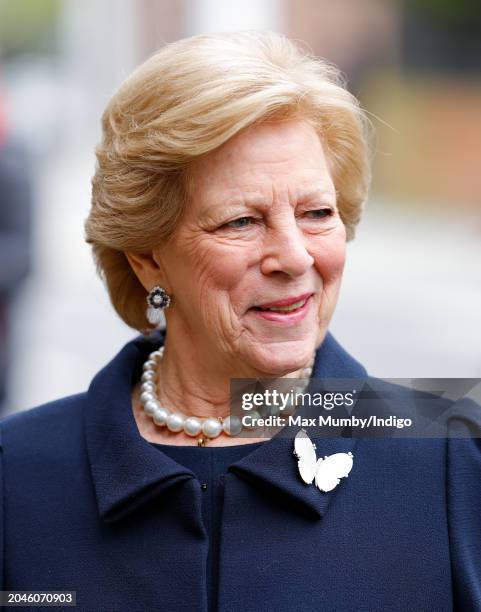 Queen Anne-Marie of Greece attends a Memorial Service for her husband King Constantine of the Hellenes at St. Sophia's Greek Orthodox Cathedral on...