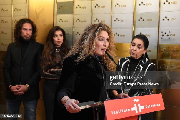 The singer Estrella Morente and the widow of Enrique Morente, Aurora Carbonell at the act of bequest to the Caja de las Letras in memoriam of the...