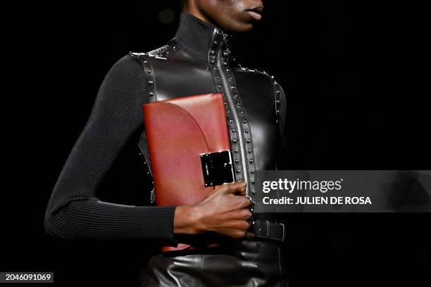 Model presents a creation by Hermes for the Women Ready-to-wear Fall-Winter 2024/2025 collection as part of the Paris Fashion Week, in Paris on March...