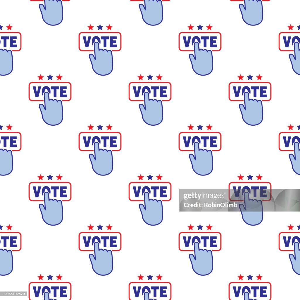 Hand Pushing Vote Button Seamless Pattern High-Res Vector Graphic ...