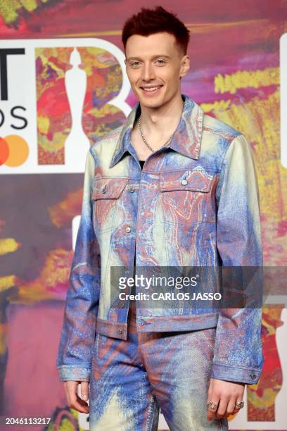 British radio DJ jack Saunders poses on the red carpet upon arrival for the BRIT Awards 2024 in London on March 2, 2024. / RESTRICTED TO EDITORIAL...