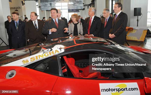 From left, Assemblyman Chris Friend, Assemblyman Phil Palmesano, Michael Printup, president Watkins Glen International, Senator Tom O'Mara, Senator...