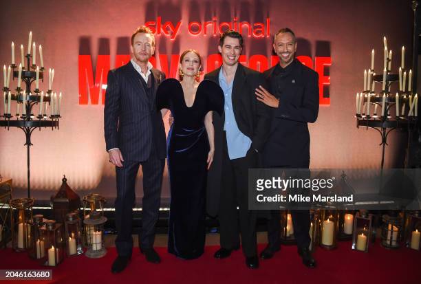 Tony Curran, Julianne Moore, Nicholas Galitzine and Oliver Hermanus attend the UK premiere of Sky Original series "Mary and George" at Banqueting...