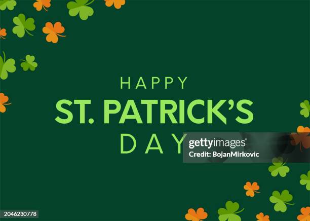 ilustraciones, imágenes clip art, dibujos animados e iconos de stock de póster del día de san patricio, diseño de fondo con tréboles. vector - saint patricks tag