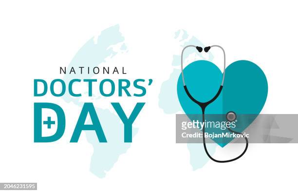 ilustraciones, imágenes clip art, dibujos animados e iconos de stock de tarjeta del día nacional del médico, diseño de cartel. vector - doctors day