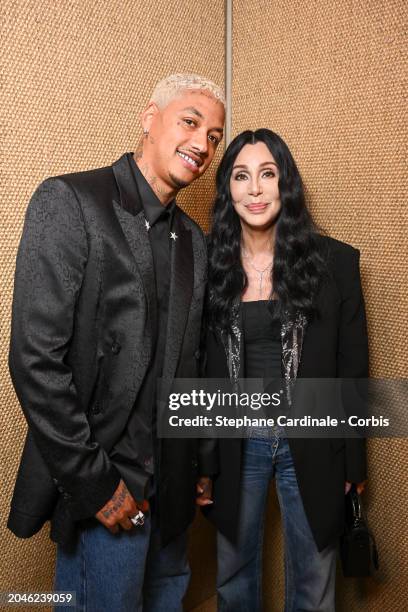 Alexander Edwards and Singer Cher attend the Balmain Womenswear Fall/Winter 2024-2025 show as part of Paris Fashion Week on February 28, 2024 in...