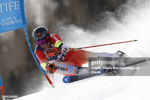 Gino Caviezel of Team Switzerland in action during the Audi FIS Alpine Ski World Cup Men's Giant Slalom on March 2, 2024 in Aspen, USA.