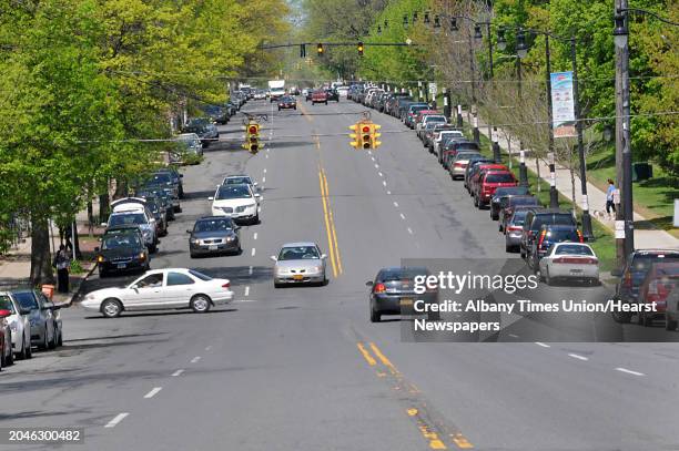 Madison Avenue between Lark and Allen streets where the city is looking to reduce the travel lanes on Wednesday, May 14, 2014 in Albany, N.Y.