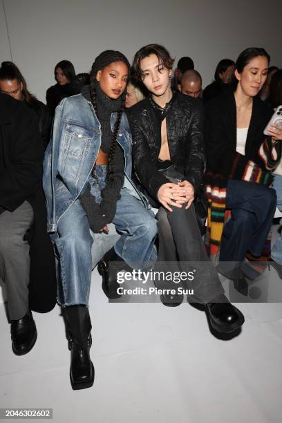 Willow Smith and Johnny attend the Acne Studios Womenswear Fall/Winter 2024-2025 show as part of Paris Fashion Week on February 28, 2024 in Paris,...