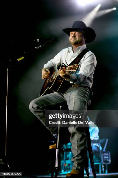 Cody Johnson performs onstage during day one for the Warner Music Nashville Lunch during CRS 2024 at Omni Nashville Hotel on February 28, 2024 in...