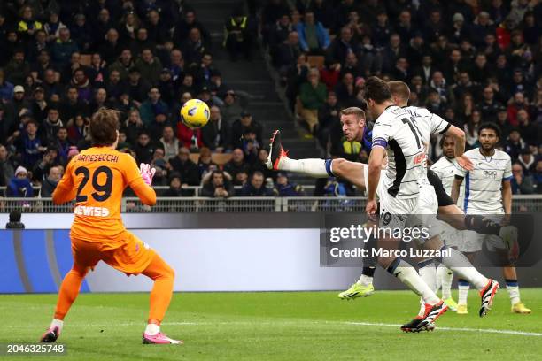 Davide Frattesi of FC Internazionale scores his team's fourth goal during the Serie A TIM match between FC Internazionale and Atalanta BC Serie A TIM...