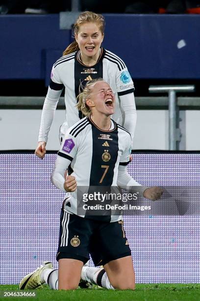 Lea Schuller of Germany scores the 0-2 celebrating her goal during the UEFA Women's Nations League 2024 Third Place match between Netherlands and...
