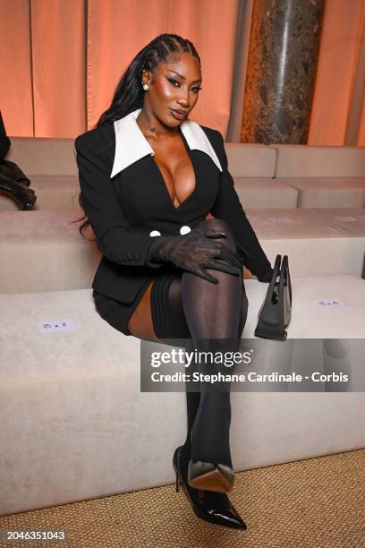 Aya Nakamura attends the Balmain Womenswear Fall/Winter 2024-2025 show as part of Paris Fashion Week on February 28, 2024 in Paris, France.