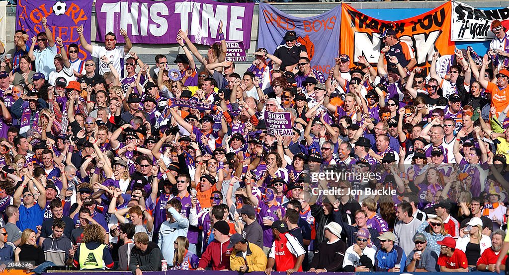 Perth Glory Fans celebrate their victory 