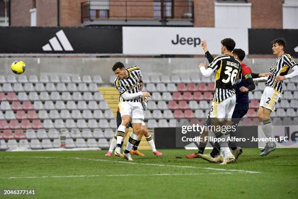 Simone Guerra of Juventus scores a goal during the Serie C match between Juventus Next Gen and Gubbio at Stadio Giuseppe Moccagatta on March 02, 2024...