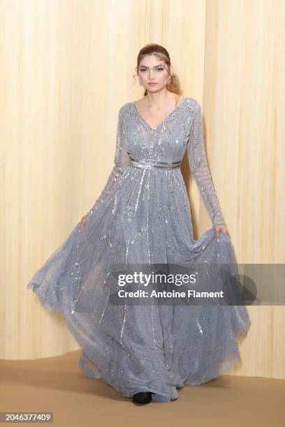 Blanca Blanco walks the runway during the Christophe Guillarme Womenswear Fall/Winter 2024-2025 show as part of Paris Fashion Week on February 28,...