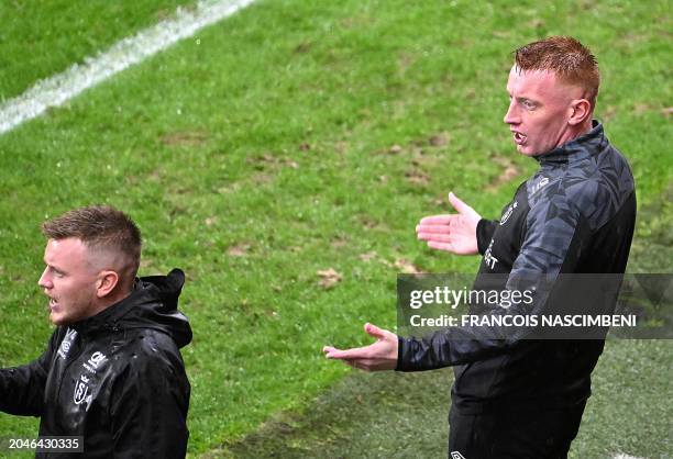 Reims' headcoach Will Still reacts during the French L1 football match between Stade de Reims and Lille LOSC at the Stade Auguste-Delaune in Reims,...