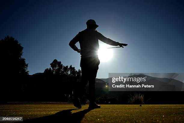 Daniel Hillier of New Zealand walks off the tee during day one of the 2024 New Zealand Golf Open at Millbrook Resort on February 29, 2024 in...