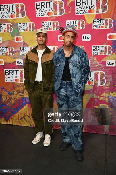 Harley Sylvester and Jordan Stephens of Rizzle Kicks attend The BRIT Awards 2024 at The O2 Arena on March 2, 2024 in London, England.