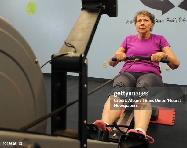 Margaret French of Saratoga Springs uses the rowing machine at Full Circle Fitness on Thursday, Feb. 12, 2015 in Albany, N.Y. The 71-yr-old is...