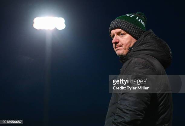 Westmeath , Ireland - 2 March 2024; Peamount United manager James O'Callaghan during the 2024 Women's President's Cup match between Athlone Town and...