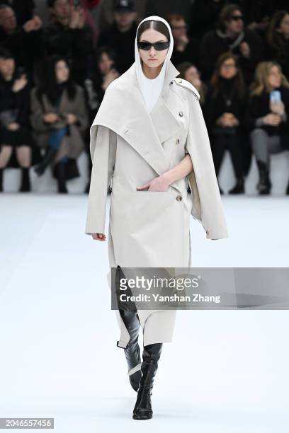 Model walks the runway during the Courrèges Womenswear Fall/Winter 2024-2025 show as part of Paris Fashion Week on February 28, 2024 in Paris, France.