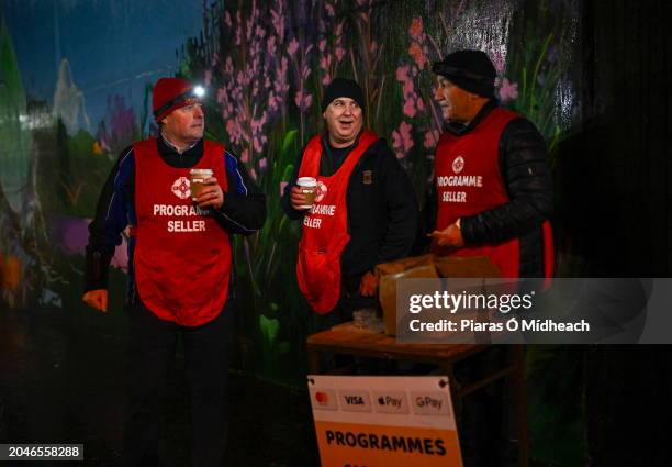Mayo , Ireland - 2 March 2024; Stewards, from left, Kevin Durcan, Noel Browne and Gerry McDonnell, all from the Castlebar Mitchels club, looking...