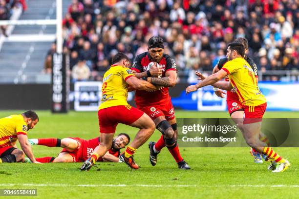 Brian Alainu'uese of Toulon during the Top 14 match between Toulon and Perpignan at Felix Mayol Stadium on March 2, 2024 in Toulon, France. - Photo...