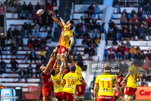 Swan REBBADJ of Toulon during the Top 14 match between Toulon and Perpignan at Felix Mayol Stadium on March 2, 2024 in Toulon, France. - Photo by...