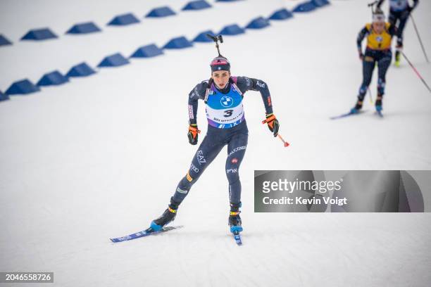 Lisa Vittozzi of Italy in action during the Women 12.5 km Mass Start at the BMW IBU World Cup Biathlon Oslo - Holmenkollen on March 2, 2024 in Oslo,...