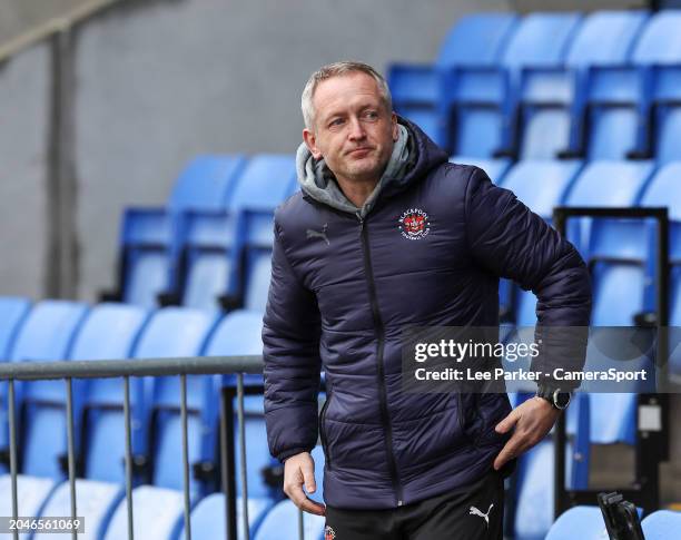 Blackpool manager Neil Critchley during the Sky Bet League One match between Shrewsbury Town and Blackpool at Montgomery Waters Meadow on March 2,...