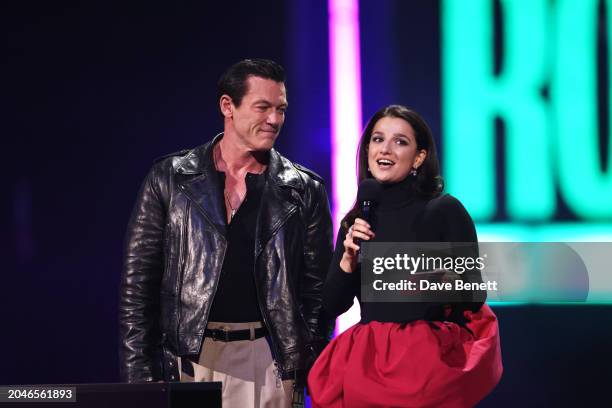 Luke Evans and Marisa Abela present at The BRIT Awards 2024 at The O2 Arena on March 2, 2024 in London, England.