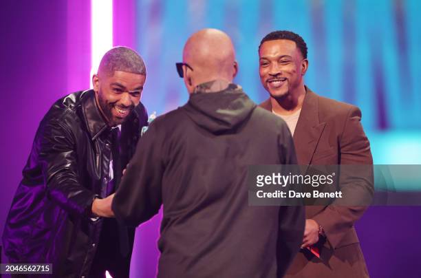 Casisdead accepts the Hip Hop/Grime/Rap Act award from Kingsley Ben-Adir and Ashley Walters attend The BRIT Awards 2024 at The O2 Arena on March 2,...
