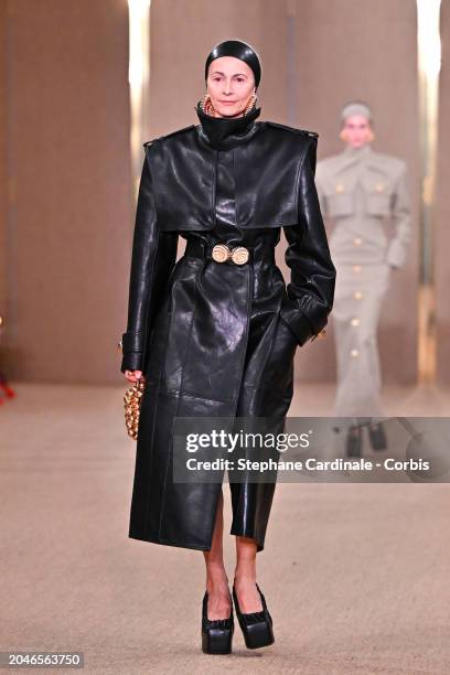 Marie Seguy walks the runway during the Balmain Womenswear Fall/Winter 2024-2025 show as part of Paris Fashion Week on February 28, 2024 in Paris,...