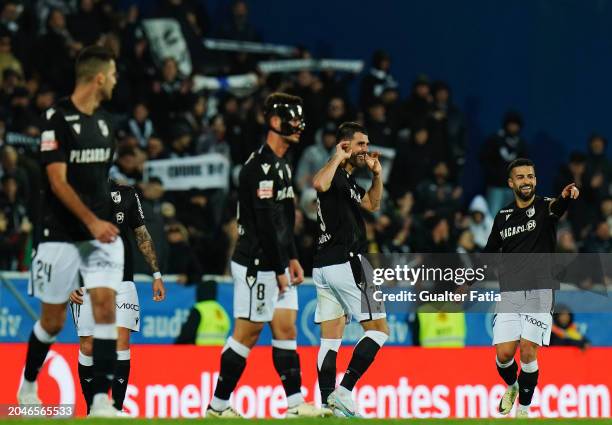 Nelson Oliveira of Vitoria SC celebrates after scoring a goal during the Liga Portugal Betclic match between GD Estoril Praia and Vitoria Guimaraes...