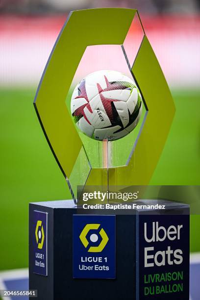 Illustration picture of the official match ball prior to the French Ligue 1 Uber Eats soccer match between Reims and Lille at Stade Auguste Delaune...