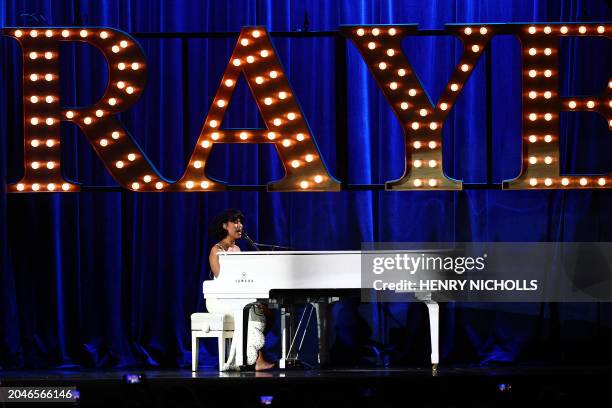 British singer-songwriter Rachel Keen, known as Raye performs on stage during BRIT Awards 2024 ceremony and live show in London on March 2, 2024. /...