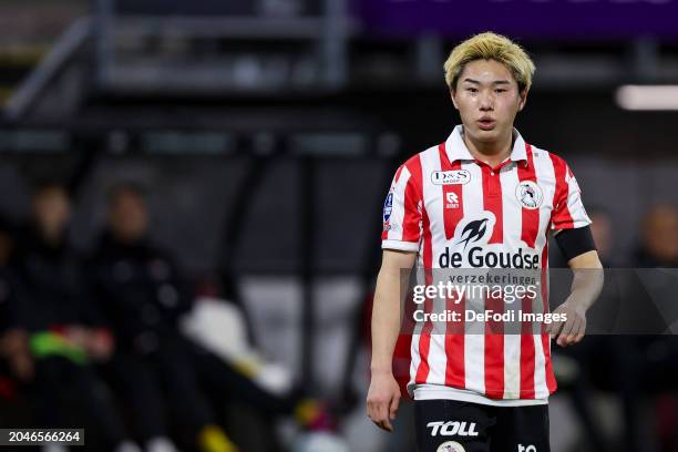 Shunsuke Mito of Sparta Rotterdam looks on during the Dutch Eredivisie match between Sparta Rotterdam and AZ Alkmaar at Sparta Stadion Het Kasteel on...