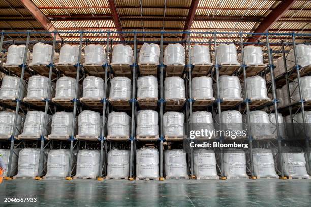 Sacks of lithium carbonate at the Albemarle Corp.'s lithium processing facility in Antofagasta, Chile, on Saturday, March 2, 2024. US Treasury...