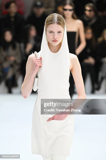 Model walks the runway during the Courrèges Womenswear Fall/Winter 2024-2025 show as part of Paris Fashion Week on February 28, 2024 in Paris, France.