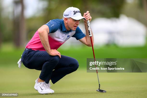 Martin Laird of Scotland lines up his putt at the tenth hole during the third round of Cognizant Classic in The Palm Beaches at PGA National Resort...