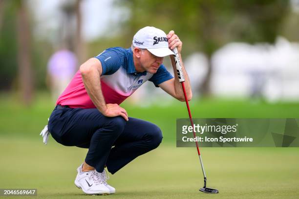 Martin Laird of Scotland lines up his putt at the tenth hole during the third round of Cognizant Classic in The Palm Beaches at PGA National Resort...