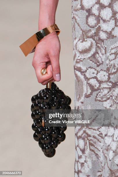 Model walks the runway during the Balmain Ready to Wear Fall/Winter 2024-2025 fashion show as part of the Paris Fashion Week on February 28, 2024 in...