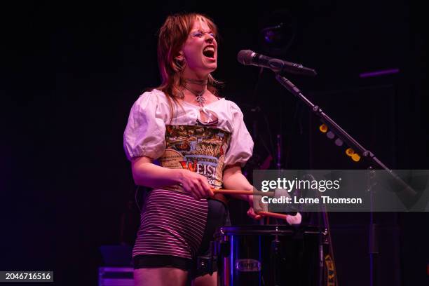 Orla Gartland of FIZZ performs at O2 Shepherd's Bush Empire on February 28, 2024 in London, England.