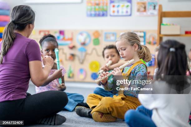 making music together - flauto dolce foto e immagini stock