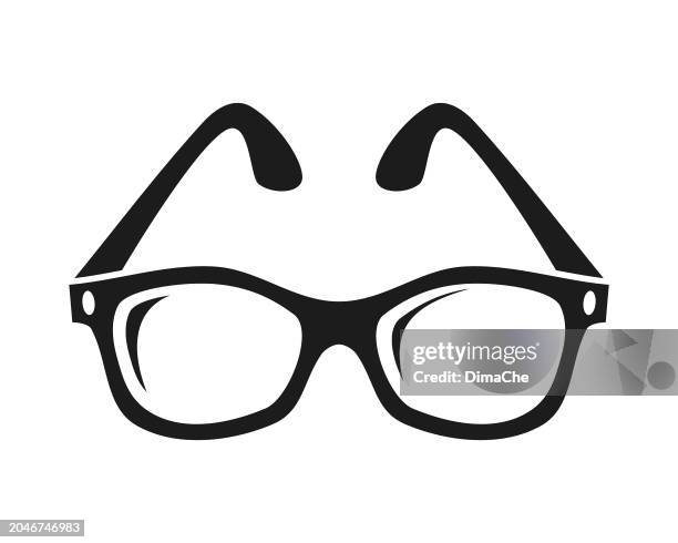 illustrations, cliparts, dessins animés et icônes de silhouette de lunettes avec fusées éclairantes - icône vectorielle découpée - lunettes de vue