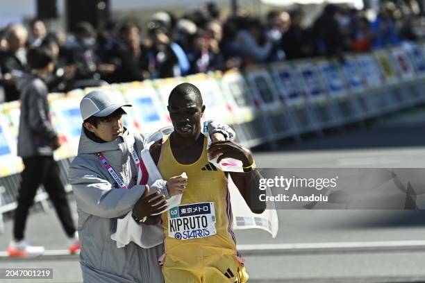 Benson Kipruto from Kenya wins the Elite men's race of the Tokyo Marathon on March 3 in Tokyo, Japan.