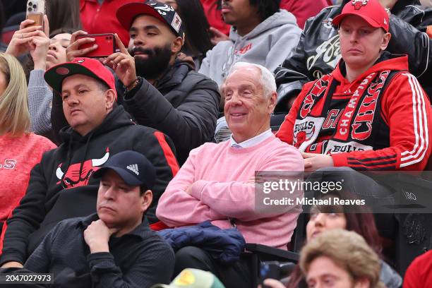 Hall of Fame coach Roy Williams looks on at the United Center between the Chicago Bulls and the Cleveland Cavaliers on February 28, 2024 in Chicago,...